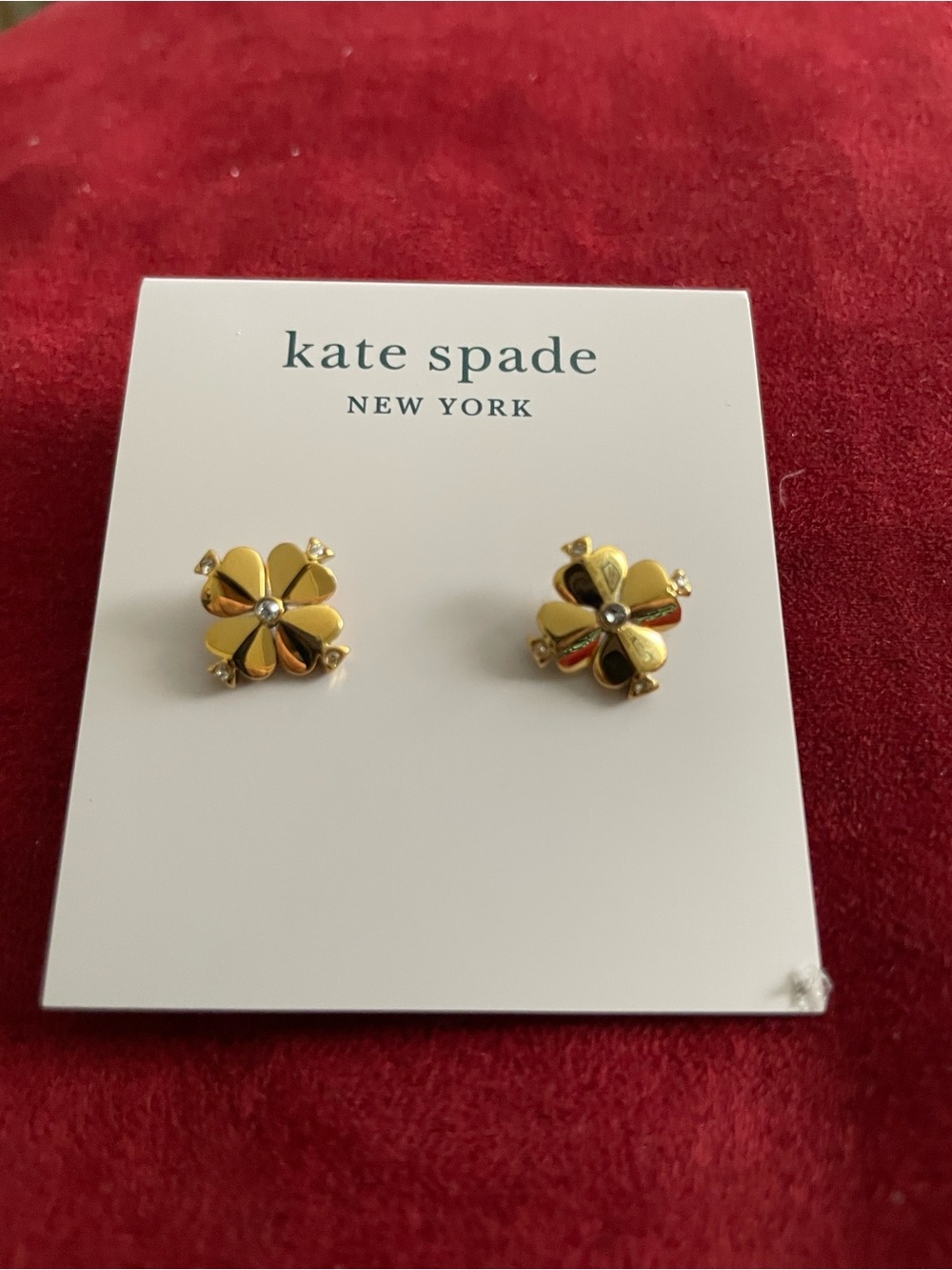 kate spade gold-tone enamel quatrefoil stud earrings NWT